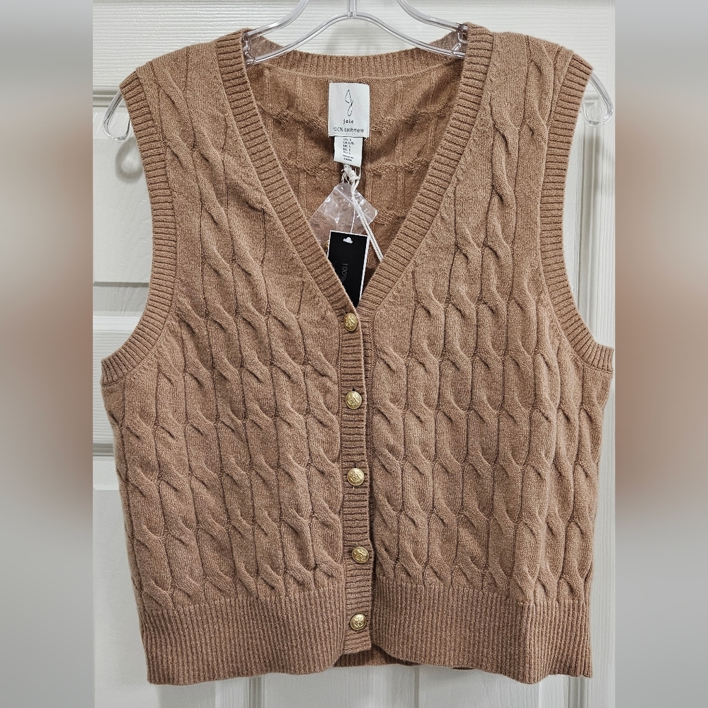 NWT Joie Cashmere Vest With Gold Buttons